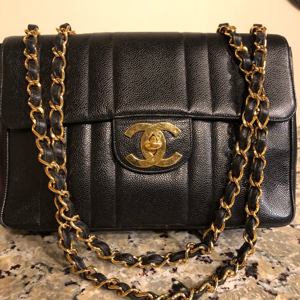 Chanel vertical caviar bag